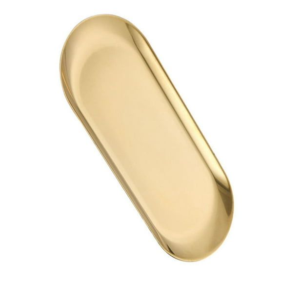 Oval Tray Prevent Slip Flat Bottom Decorative Gold Storage Tray for Kitchen Vanity Bathroom 18x8.5cm