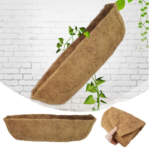 Oval Trough Coco Liner Natural Coconut Fiber Planter Insert Breathable Coir Liner For Hanging Baskets Window Boxes Garden Planters(Brown-60Cm)