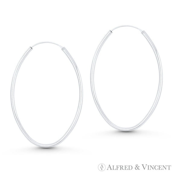 Oval Tube (57x39x2mm) Lightweight Hollow Hoop Earrings in .925 Sterling Silver