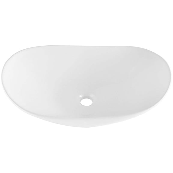 Oval Vessel Sink, 23.3x14.2 Inch White Ceramic Bathroom Sink, Above Counter Bowl Sink for Bathroom Vanity, Modern Style Wash Basin for Hotel, RV