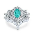 thumbnail image 1 of Oval Vintage Band Paraiba Tourmaline CZ 925 Sterling Silver Size 10, 1 of 7