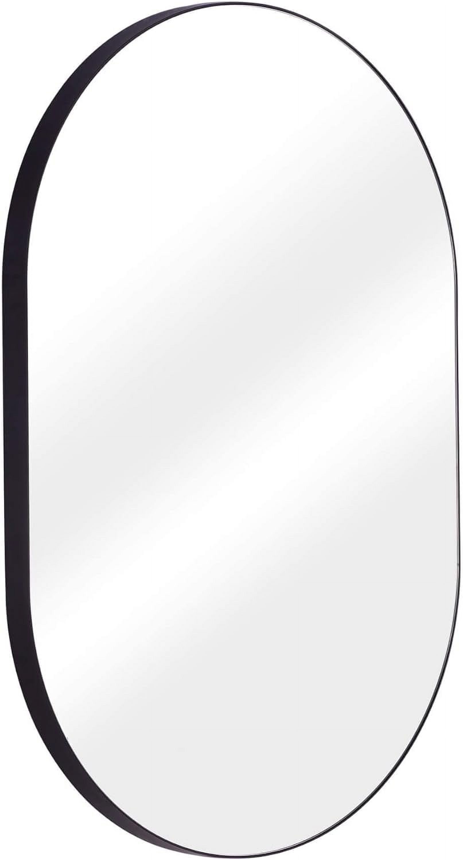 Oval Wall Mounted 16 x 24 Classic Bathroom Mirror in Black Matte