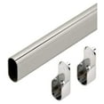 thumbnail image 1 of Oval Wardrobe Tube Polished Chrome Closet Rod W/End Supports, Welded Steel, 1.0mm Thick Chrome-Plated (5, 18"), 1 of 2