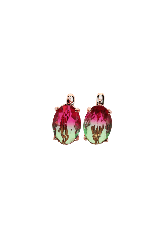 Oval Watermelon Tourmaline Rose Gold Earrings OWTRGE2