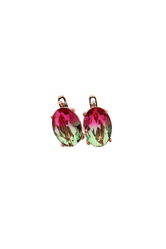 Oval Watermelon Tourmaline Rose Gold Earrings OWTRGE