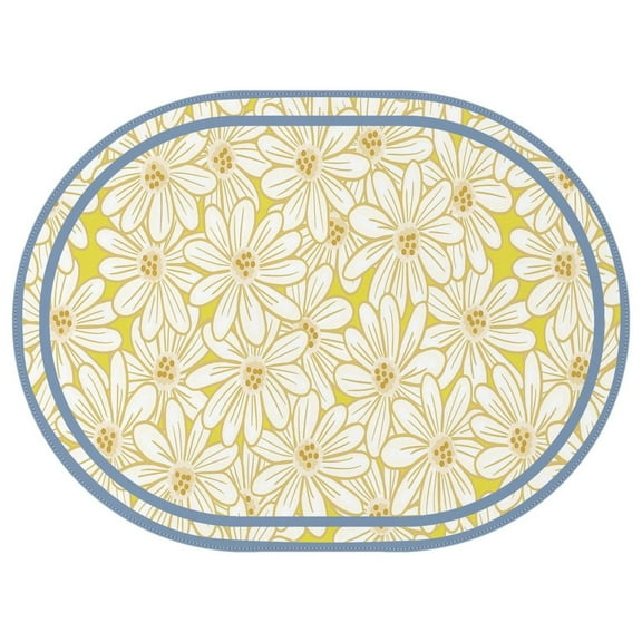 Oval Waterproof Tablecloth Blue Daisy Reusable Indoor/Outdoor Durable Table Cover 54 Inch X 72 Inch