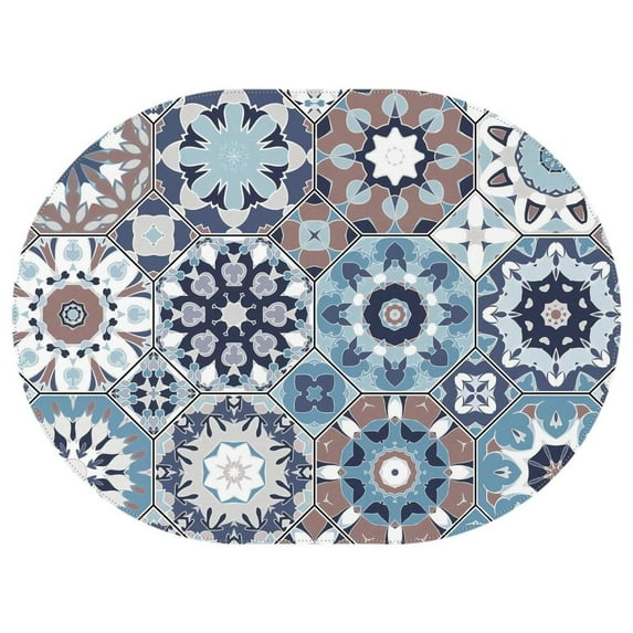 Oval Waterproof Tablecloth Bohemia Reusable Indoor/Outdoor Durable Table Cover 54 Inch X 72 Inch