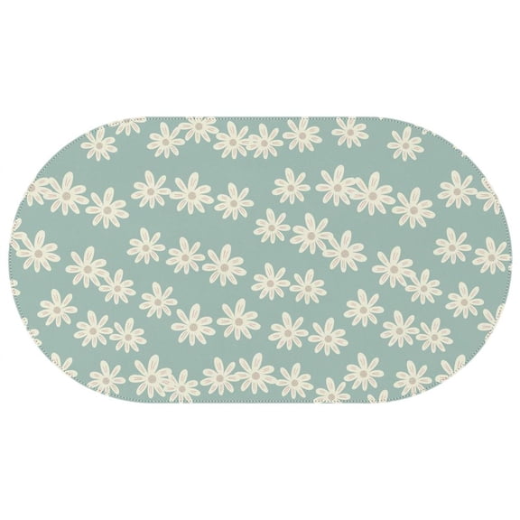 Oval Waterproof Tablecloth Light Green Floral Reusable Indoor/Outdoor Durable Table Cover 60 Inch X 102 Inch