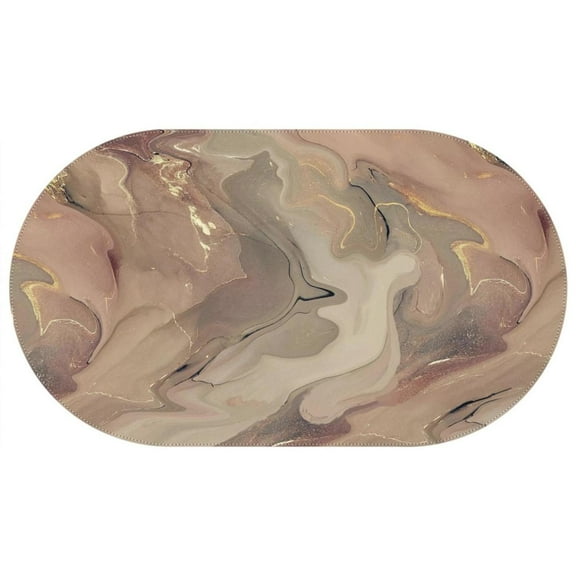 Oval Waterproof Tablecloth Marble Reusable Indoor/Outdoor Durable Table Cover 60 Inch X 102 Inch