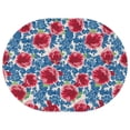 thumbnail image 1 of Oval Waterproof Tablecloth Pioneer Pink Blue Rose Reusable Indoor/Outdoor Durable Table Cover 54 Inch X 72 Inch, 1 of 1
