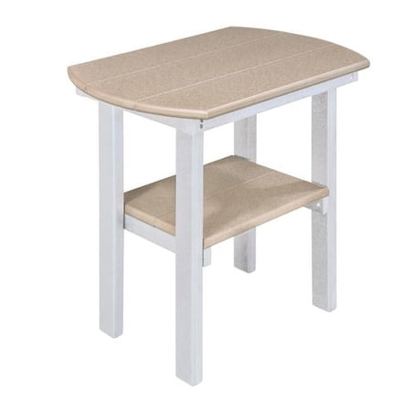 Oval Weatherwood End Table with White Base