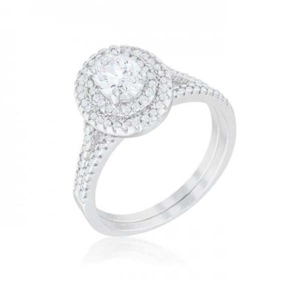 Oval Wedding Ring Set, Size 9