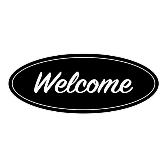 Oval Welcome Sign (Black) - Medium 2.75x7"