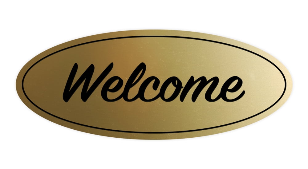 Oval Welcome Sign (Brushed Gold) - Medium 2.75x7
