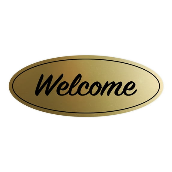 Oval Welcome Sign (Brushed Gold) - Small 2x5"
