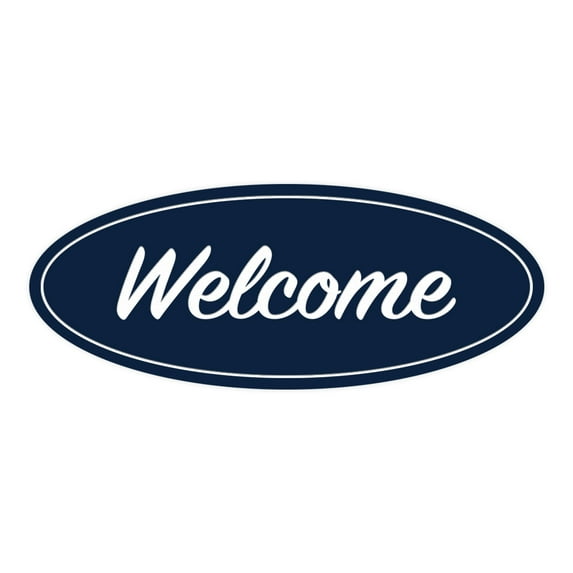 Oval Welcome Sign (Navy Blue / White) - Medium 2.75x7"