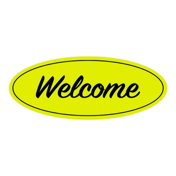 Oval Welcome Sign (Yellow / Black) - Large 3.6x9"