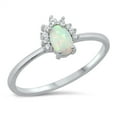 thumbnail image 1 of Oval White Simulated Opal Cubic Zirconia Half Cluster Ring Sterling Silver Size 6, 1 of 3