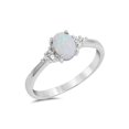 thumbnail image 1 of Oval White Simulated Opal Cubic Zirconia Ring Sterling Silver 925, 1 of 2