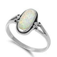 thumbnail image 1 of Oval White Synthetic Opal Unique Ring Sterling Silver Size 7, 1 of 3