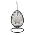 thumbnail image 1 of Oval Wicker Swing Chair with Mesh Pattern, Black and Beige, 1 of 5