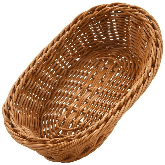 Oval Wicker Woven Bread Basket, 10.2Inch Storage Basket for Food Fruit Cosmetic Tabletop and Bathroom