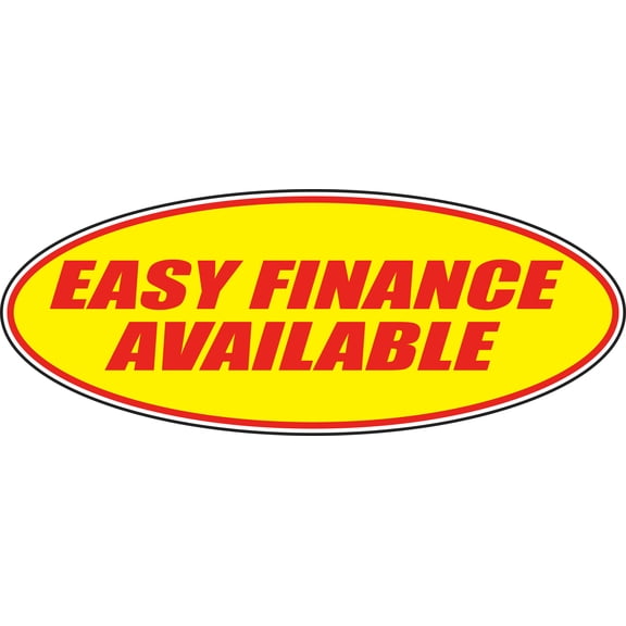 Oval Windshield Slogan Sticker -Red/Yellow - "Easy Financing Available" - 14L x 5 1/2H - Pack of 12