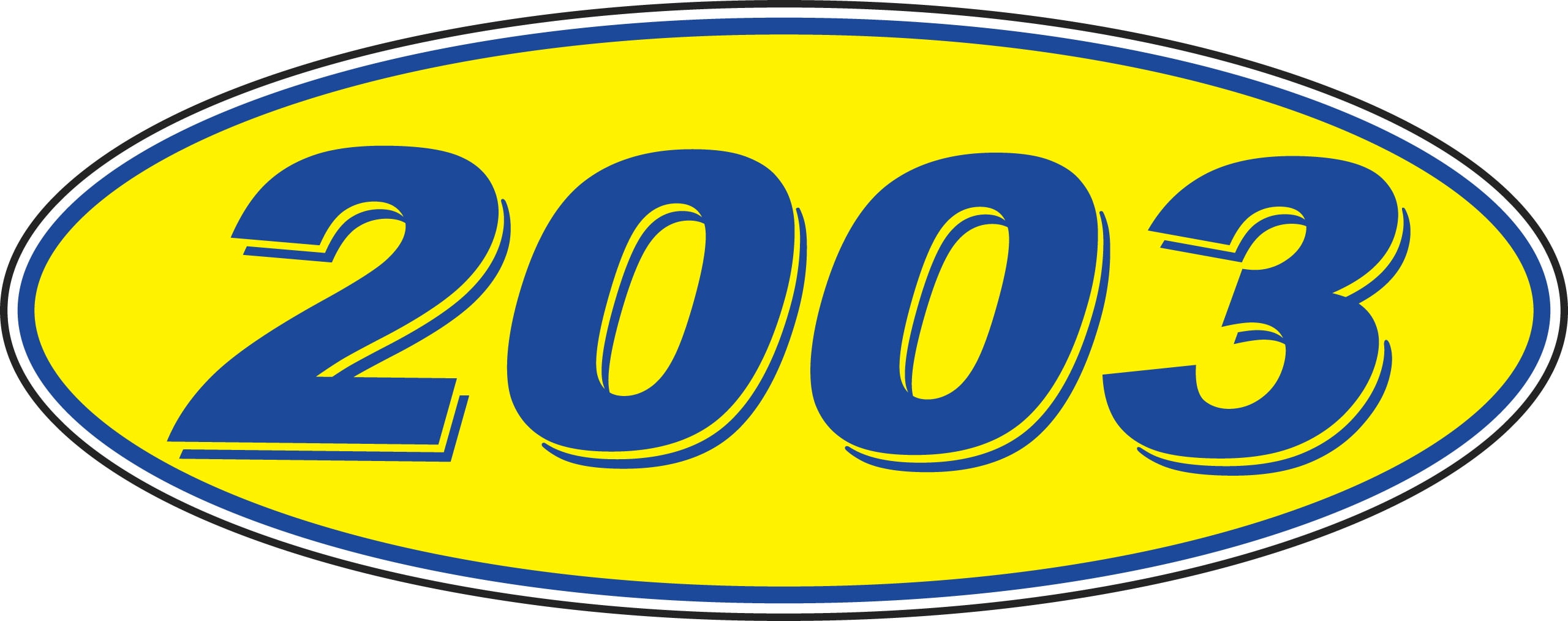 Oval Windshield Year Sticker - Blue/Yellow - 