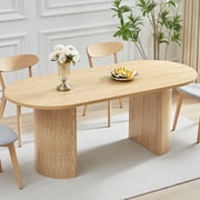 Weselon 70.8" Oval Wood Dining Table for 4-6, Modern Farmhouse Kitchen Table for Dining Room with Semi-Circular Legs, Natural