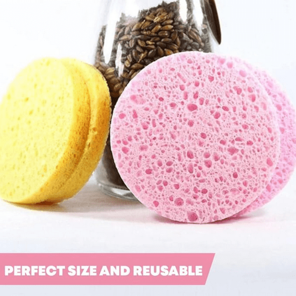 Oval Wood Pulp Cotton Facial Cleansing Sponges 2-Pack