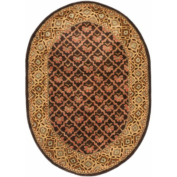 Oval Wool Rug with Red & Black Center