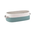 thumbnail image 1 of Oval Woven Storage Basket with Leather Handles, Cotton Rope Bathroom Organizer Bin for Home Decor and Multipurpose Room Organization, 1 of 6