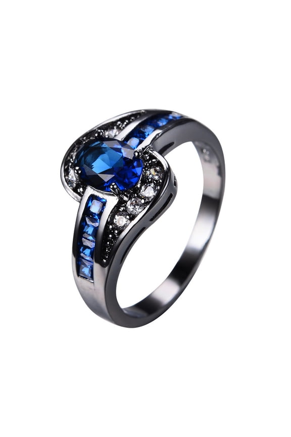 Oval Zircon Ring Female Ring Oval Ring Fashion White Black Jewelry