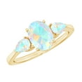 thumbnail image 1 of Rosec Jewels Oval and Pear Cut Ethiopian Opal Ring, Three Stone Ring - AAA Quality, 14K Yellow Gold, US 10.00, 1 of 9