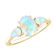 thumbnail image 1 of Rosec Jewels Oval and Pear Cut Ethiopian Opal Ring, Three Stone Ring - AAA Quality, 14K Yellow Gold, US 7.00, 1 of 9