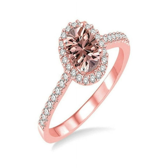 Oval cut 1.50 Carat Morganite and Diamond Engagement Ring in 14k Rose Gold affordable morganite & diamond engagement ring