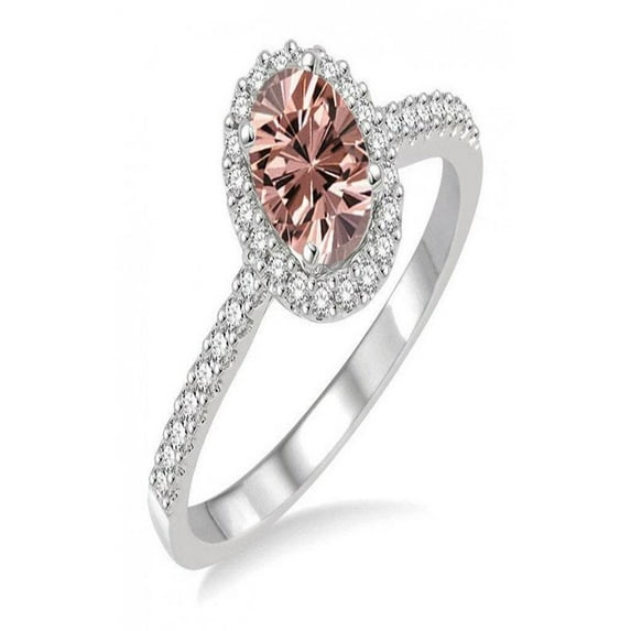 Oval cut 1.50 Carat Morganite and Diamond Engagement Ring in White Gold in 14k White Gold morganite and diamond engagement ring