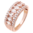 thumbnail image 1 of Oval-cut Morganite Gemstone Band Ring, 14k Rose Gold Plated on 925 Sterling Silver, 1 of 8