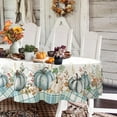 thumbnail image 1 of Oval fall tablecloth,Thanksgiving Fall Harvest Pumpkin Table cloth,Blue and White Buffalo Plaid Polyester Waterproof Wrinkle-resistant Durable Tablecloth for Autumn,Thanksgiving,Home Decor 54X72In, 1 of 6