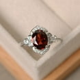 thumbnail image 1 of Oval garnet ring, engagement ring,sterling silver, January birthstone ring, 1 of 4