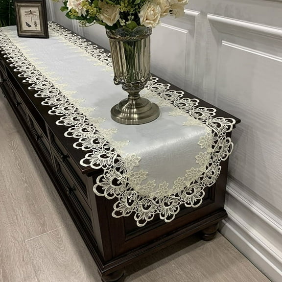 Oval lace Table Runner Table Runners with Macrame Embroidery for Bridal Shower Wedding Party Decorations Long Dinner Tables Tablecloth