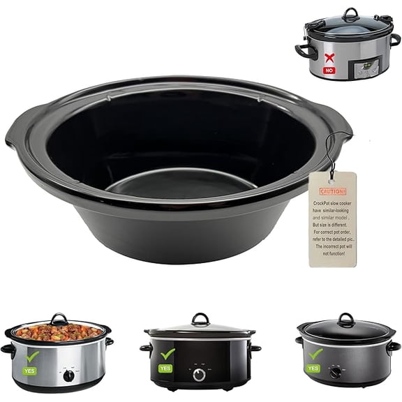 Oval replacment stoneware, Ceramic Pot Compatible for Crock Pot 7 Quarts Slow Cooker SCV700-S-BR,SCV700-KC, SCV700-B3-WM1-BR (7 QUART) slow cooker pot replacement