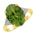 thumbnail image 1 of AFFY Oval shape Simulated Green Peridot & Round White Natural Diamond in 14k Yellow Gold Over Sterling Silver Ring Size - 10.5, 1 of 1