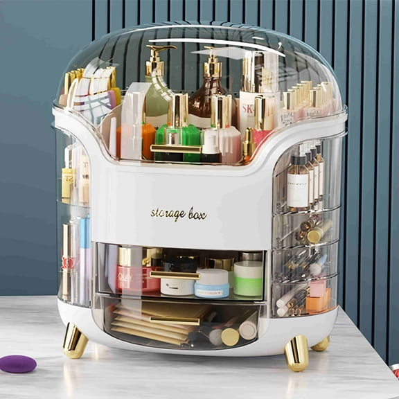 Oval-shaped makeup storage box, skin care product storage box, desktop dressing table storage box, suitable for bedrooms, bathrooms and dressing table makeup storage boxes