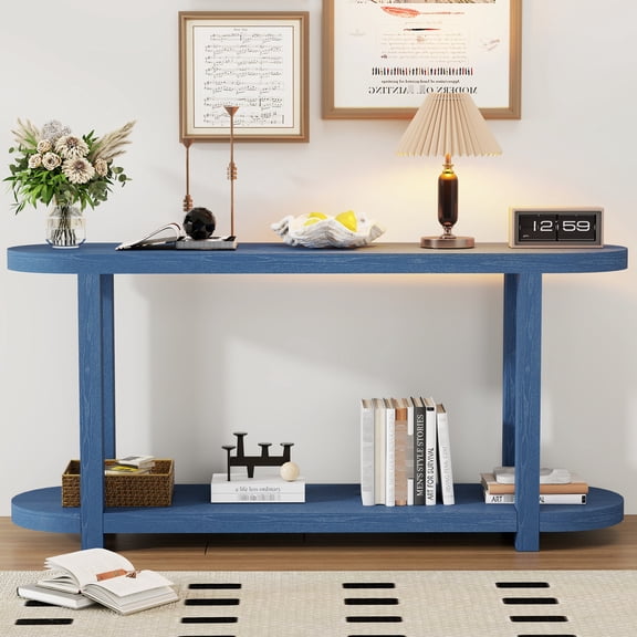 Oval tabletop study table made of MDF and ash veneer for a tidy entrance area