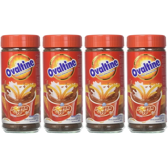 Ovaltine Malted Drink Mix Chocolate Malt 14.1 Oz Power 10- 400g Each Bottle-4 Pack