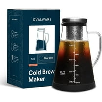 Ovalware Cold Brew Coffee/Tea Maker 1.0L RJ3 Borosilicate Glass Carafe Stainless-Steel Filter