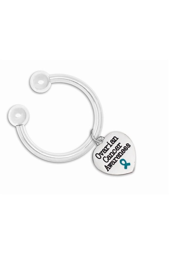 1 Pack Ovarian Cancer Awareness Heart Key Chains (1 Keychain)
