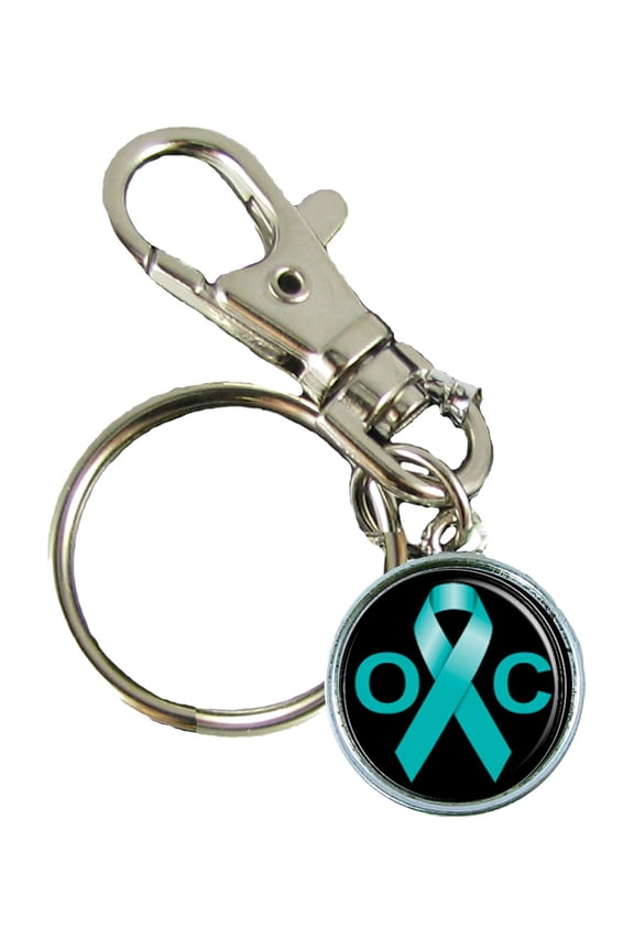 Ovarian Cancer Awareness Keychain Support Silver Plated Jewelry Key Chain