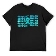 Ovarian Cancer Awareness Men Support Family Squad Matching T-Shirt Black Small